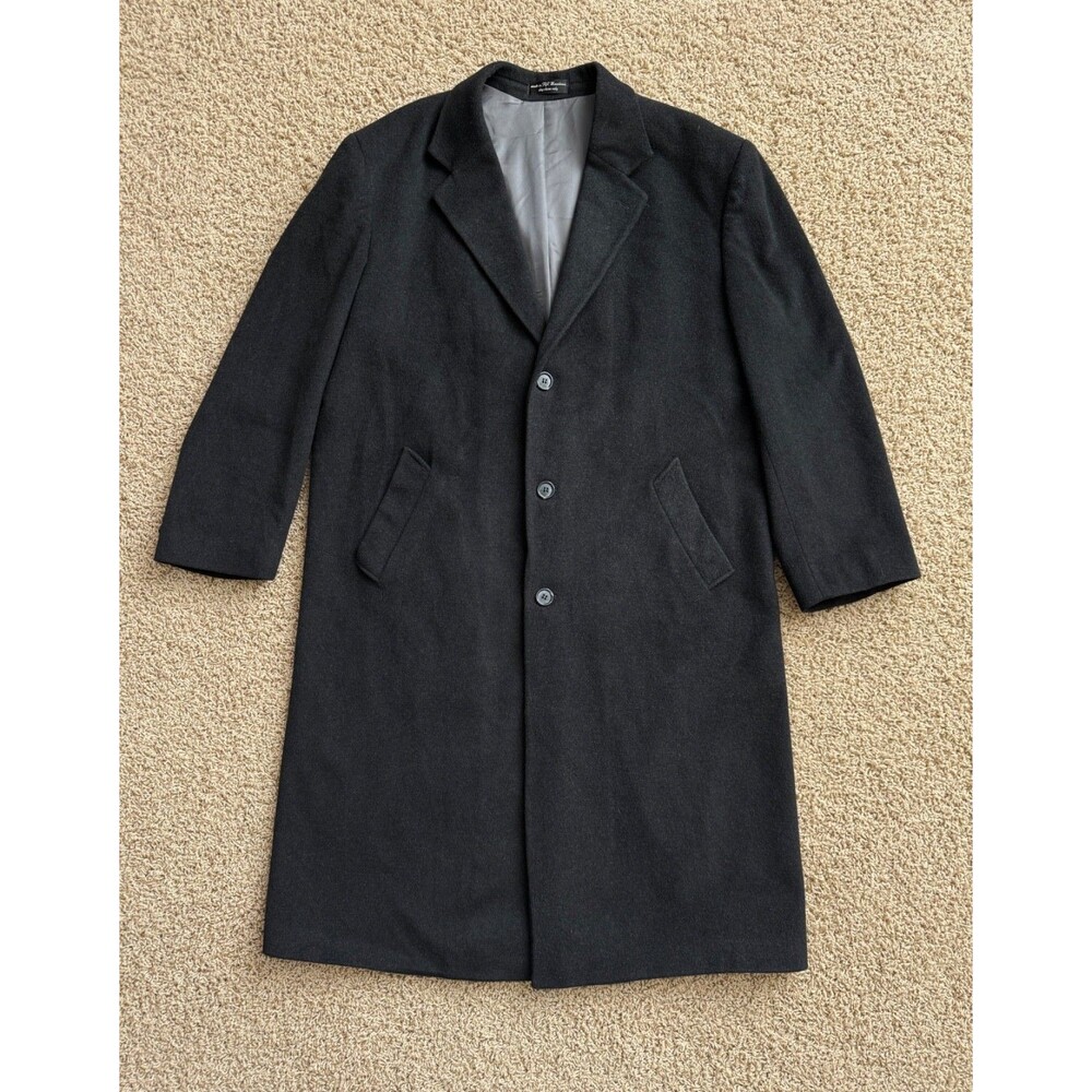 Christian Aujard Mens Size 44R  Cashmere Blend Overcoat Paris New York Black
